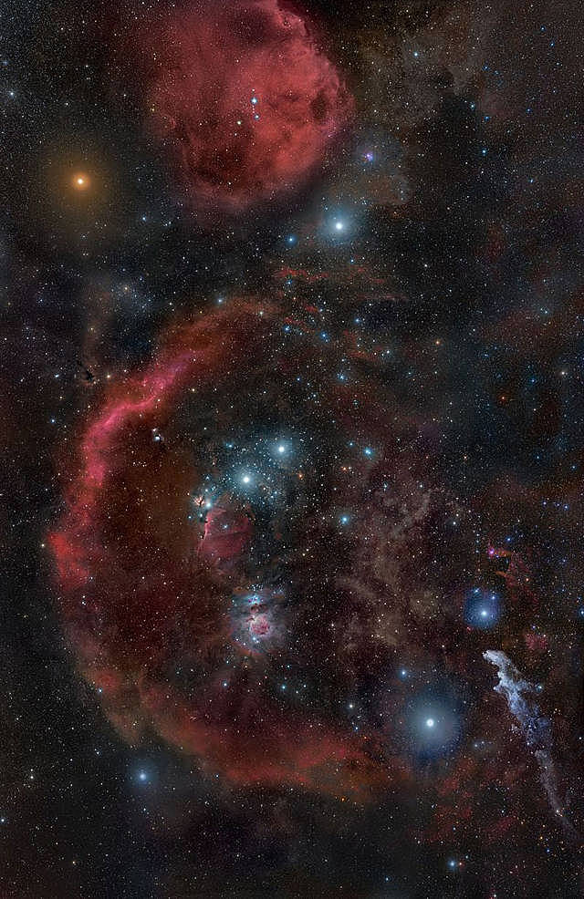 Barnards Loop und größere Molekülwolken im Orion