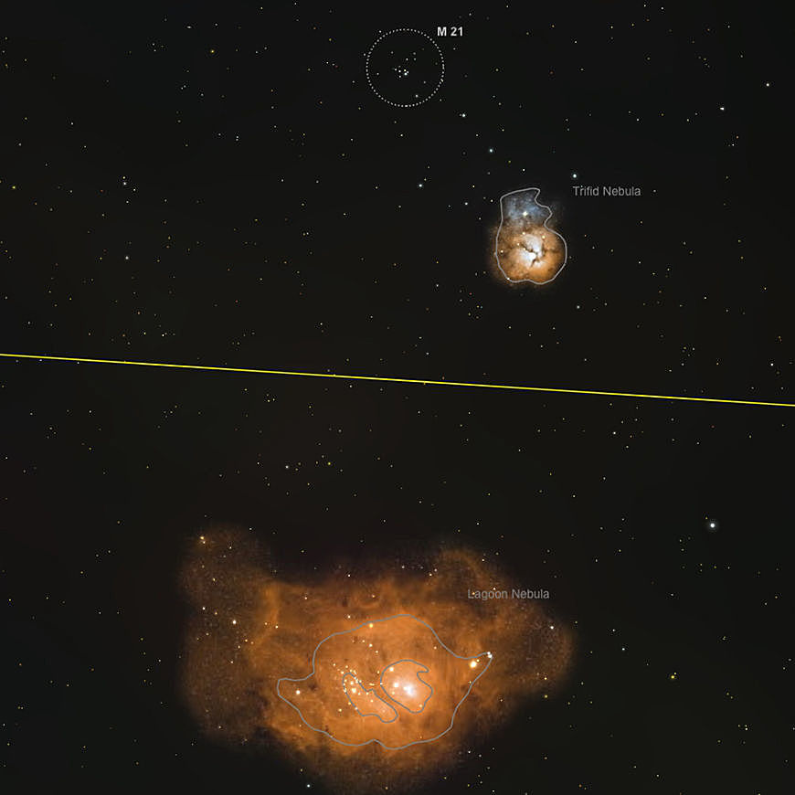 The Trifid Nebula and Lagoon Nebula